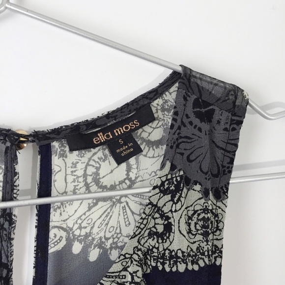 ella moss felicity lace print silk chiffon blouse - Picture 4 of 8